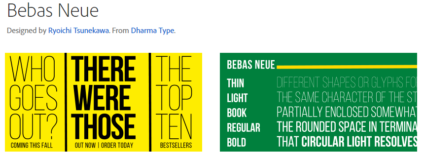 Best ecommerce website font Bebas Neue