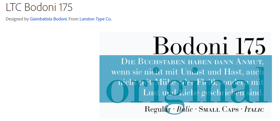 Bodoni fashion website font