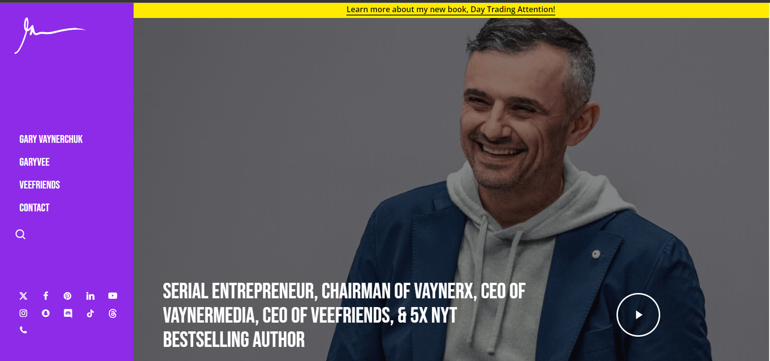 Entrepreneur personal branding website example